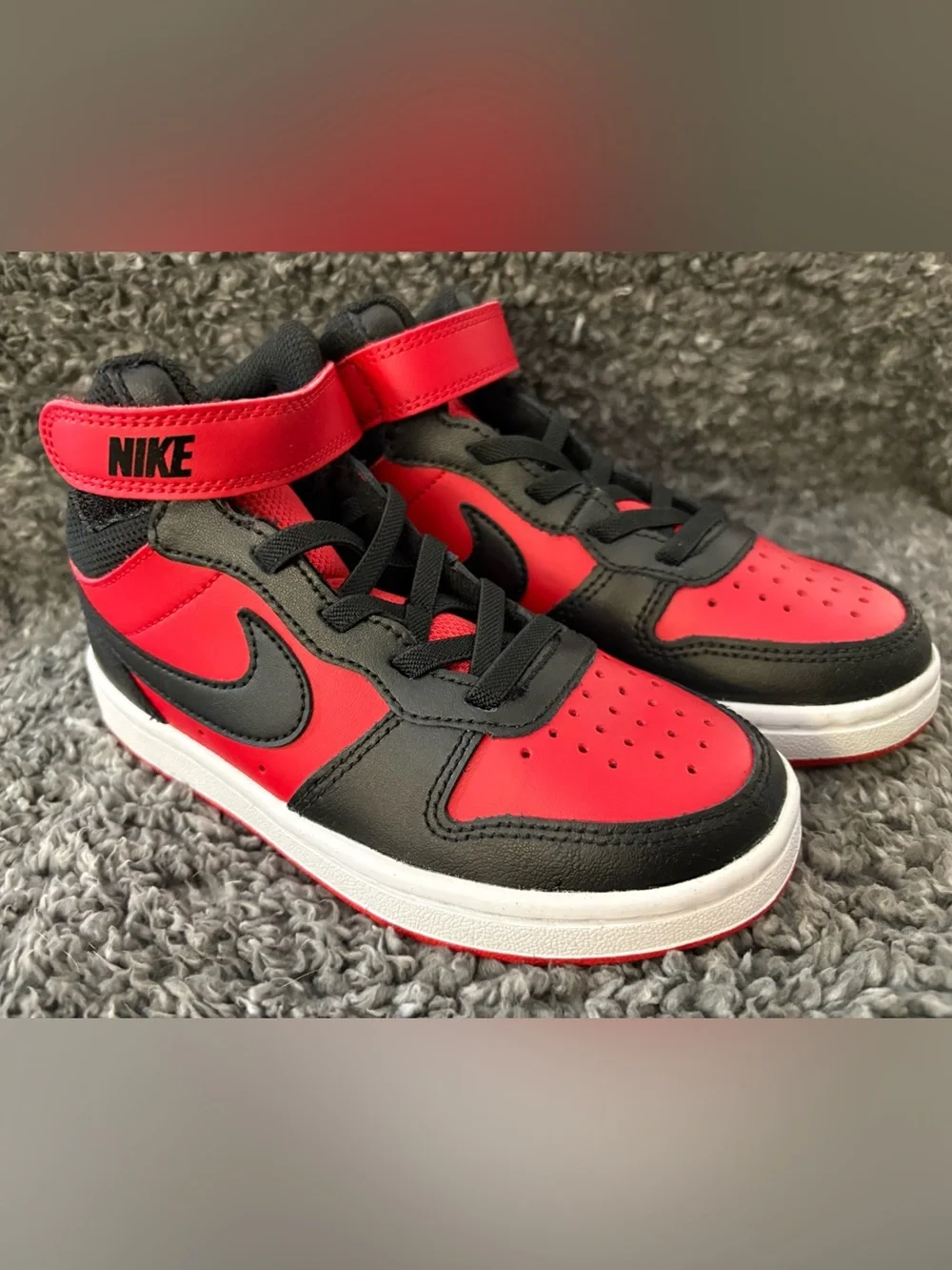 Nike Kids Red and Black High-Top Sneakers - court Bourough mid 2